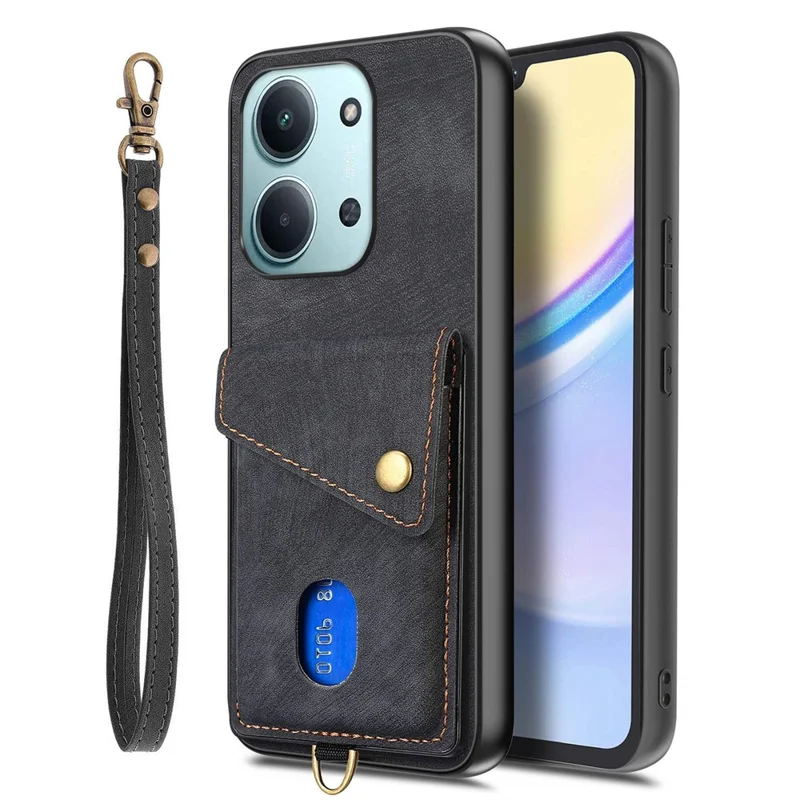 Per Xiaomi Redmi 15C 4G (EU) (173mm) / 15C 5G (EU) (173mm) Custodia con Porta Carte Supporto Custodia in Pelle per Telefono - Nero