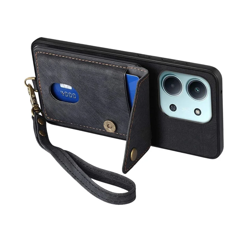 Per Xiaomi Redmi 15C 4G (EU) (173mm) / 15C 5G (EU) (173mm) Custodia con Porta Carte Supporto Custodia in Pelle per Telefono - Nero