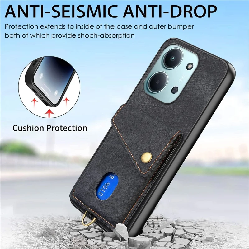 Per Xiaomi Redmi 15C 4G (EU) (173mm) / 15C 5G (EU) (173mm) Custodia con Porta Carte Supporto Custodia in Pelle per Telefono - Nero