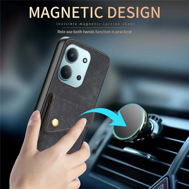 Per Xiaomi Redmi 15C 4G (EU) (173mm) / 15C 5G (EU) (173mm) Custodia con Porta Carte Supporto Custodia in Pelle per Telefono - Nero