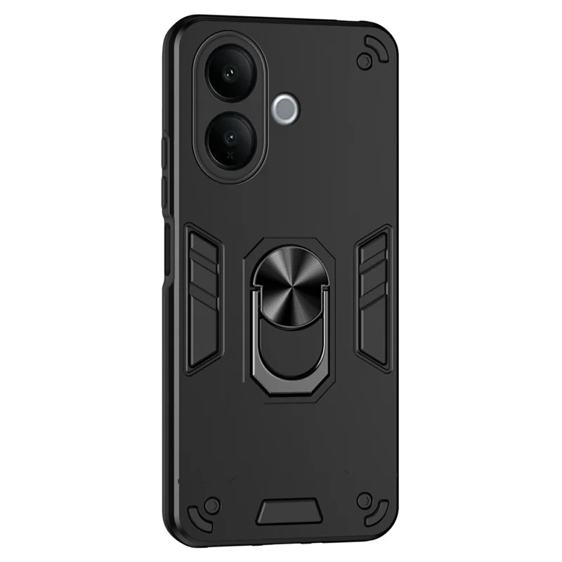 For vivo V60 Lite 4G / 5G Case PC + TPU Drop Defend Phone Cover with Ring Kickstand - Black
