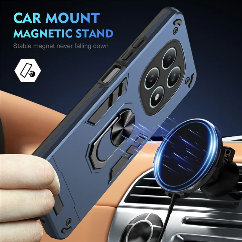 Capa para Xiaomi Redmi Note 15 5G (China) PC + TPU Defesa contra Quedas com Suporte de Anel - Azul