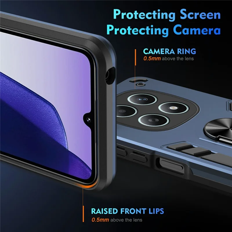 Capa para Xiaomi Redmi Note 15 5G (China) PC + TPU Defesa contra Quedas com Suporte de Anel - Azul