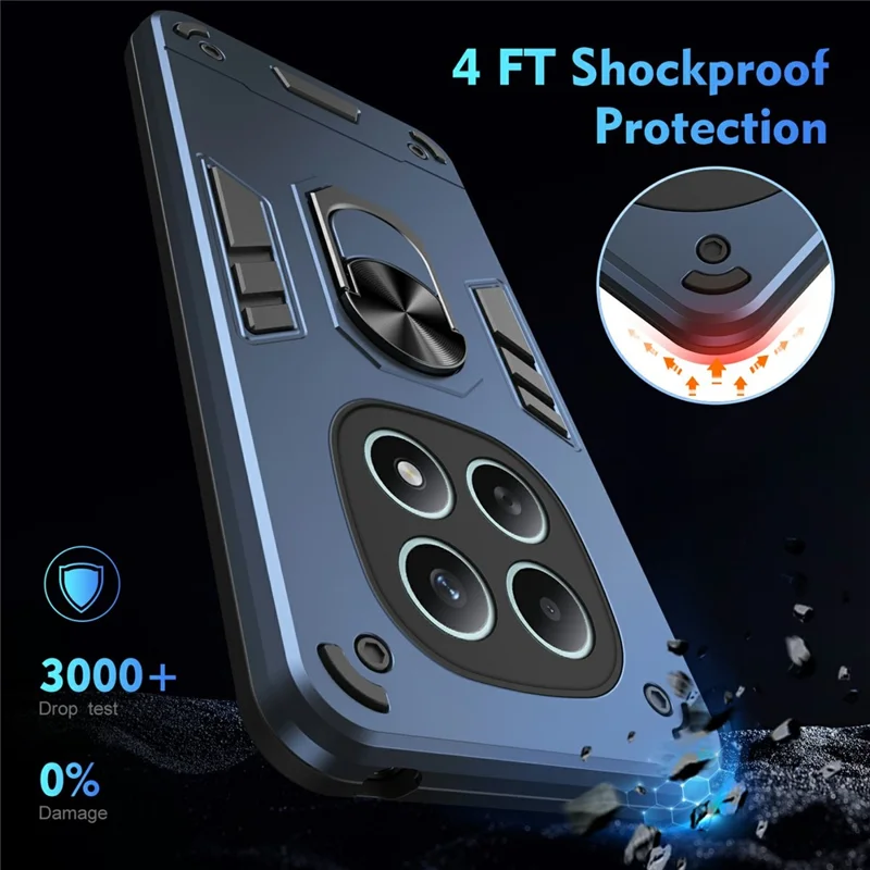 Capa para Xiaomi Redmi Note 15 5G (China) PC + TPU Defesa contra Quedas com Suporte de Anel - Azul