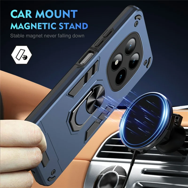 Xiaomi Redmi Note 15 Pro+ 5G-hoesje PC + TPU valbescherming met ringstandaard - Blauw