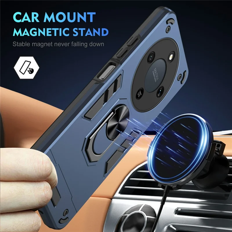 Чехол для телефона For Honor X9d 5G / X70 5G PC + TPU Drop Defend с кольцевой подставкой - синий