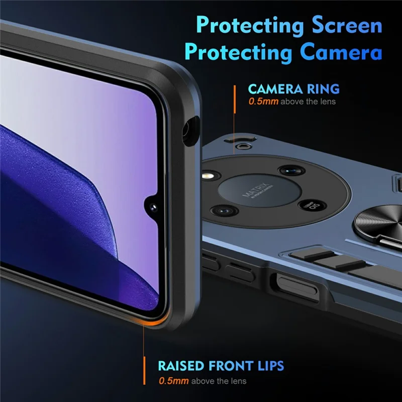 Чехол для телефона For Honor X9d 5G / X70 5G PC + TPU Drop Defend с кольцевой подставкой - синий