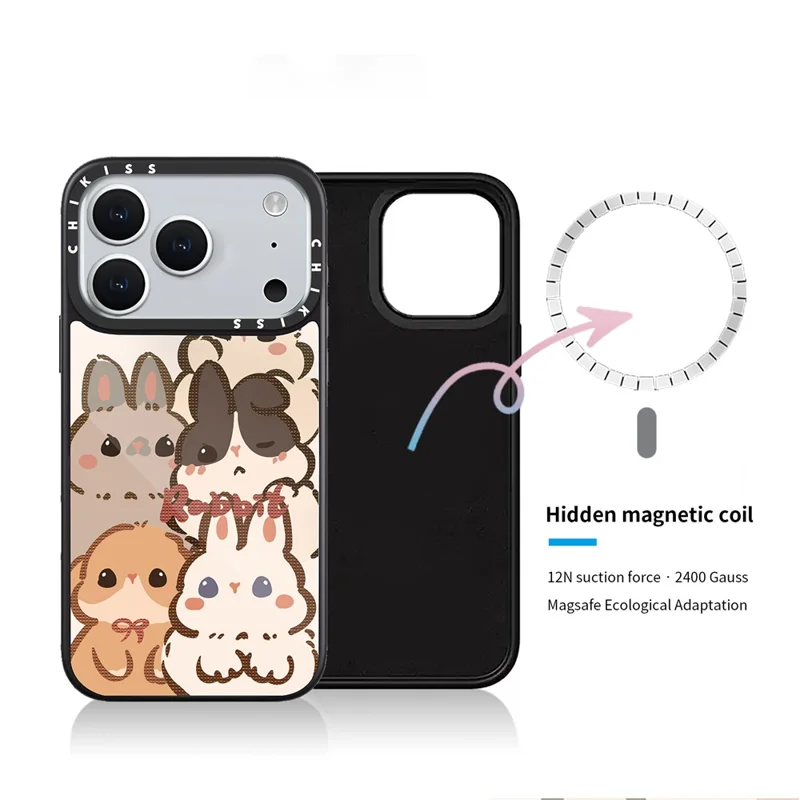 Capa para iPhone 17 Pro Max Compatível com MagSafe Impressão de Padrão TPU PC Vidro de Alta Alumínio-silício Capa de Telefone - Estilo A