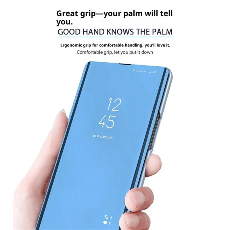 Samsung Galaxy S26 Ultra Funda Ventana Vista Soporte de Cuero Flip Cubierta de Teléfono - Azul