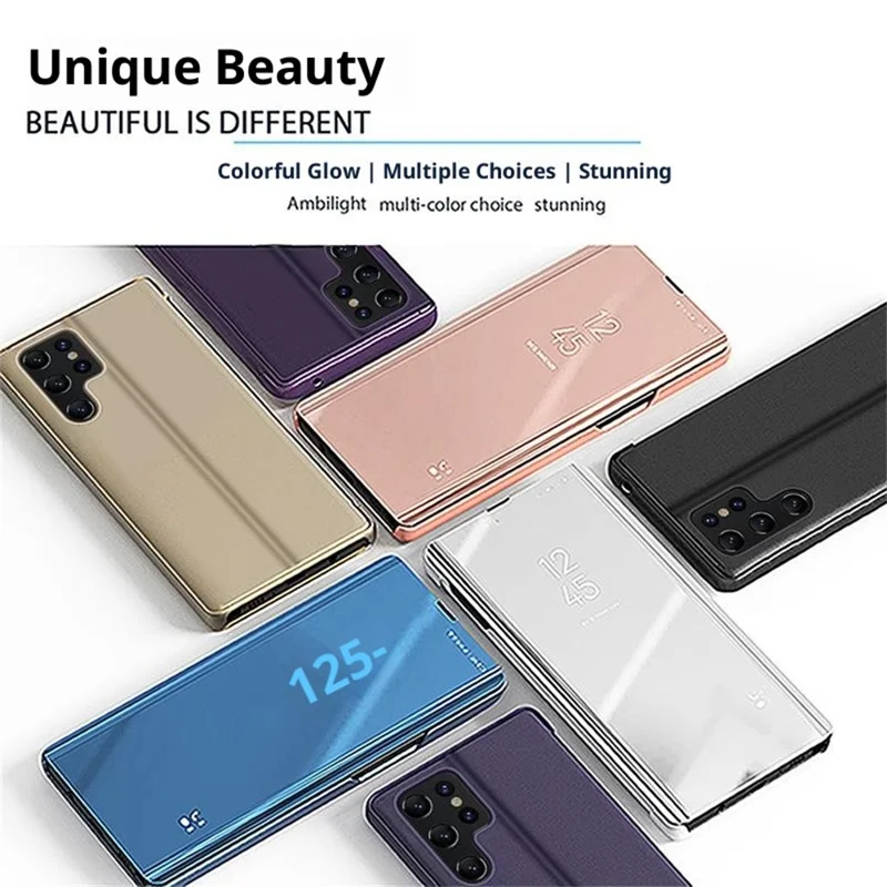 Samsung Galaxy S26 Ultra Funda Ventana Vista Soporte de Cuero Flip Cubierta de Teléfono - Azul