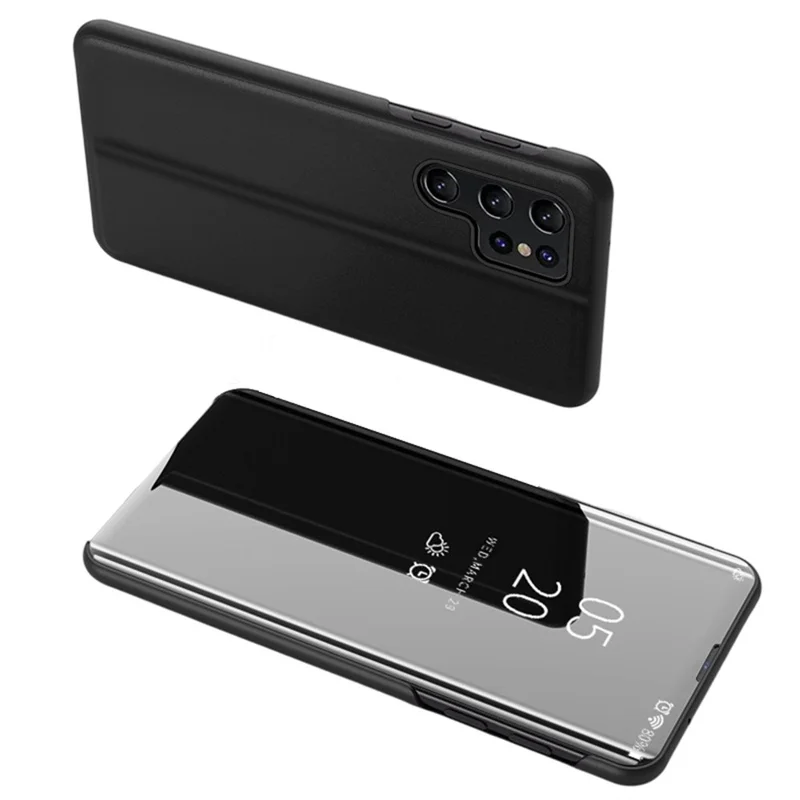 Für Samsung Galaxy S26 Ultra Hülle Sichtfenster Ständer Leder Flip Handyhülle - Schwarz