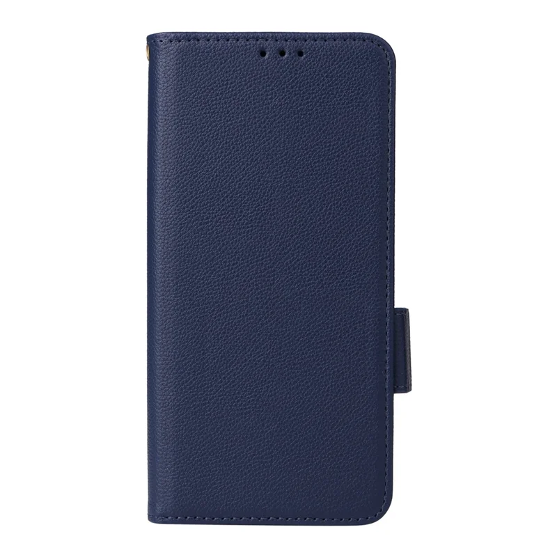 For Oppo F31 Pro 5G / A6 Pro 5G (China) Case Litchi Texture Wallet Leather Phone Cover with Wrist Strap - Dark Blue