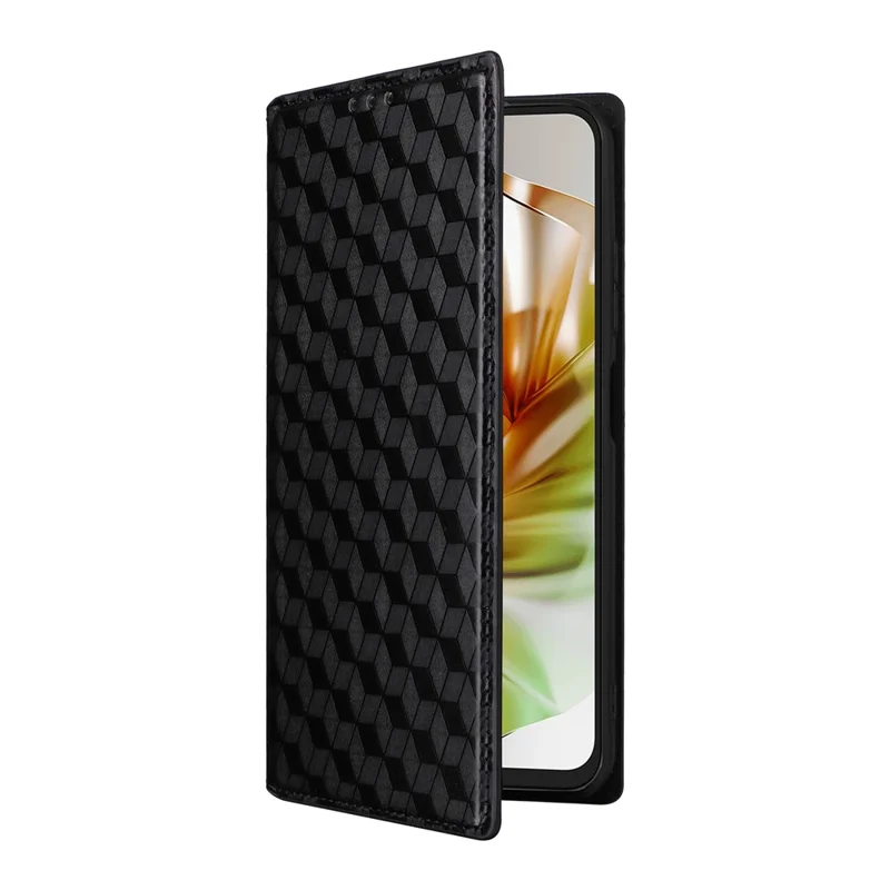 For ZTE nubia Focus 2 5G Case Wallet Rhombus Imprinted Leather Phone Cover - Black