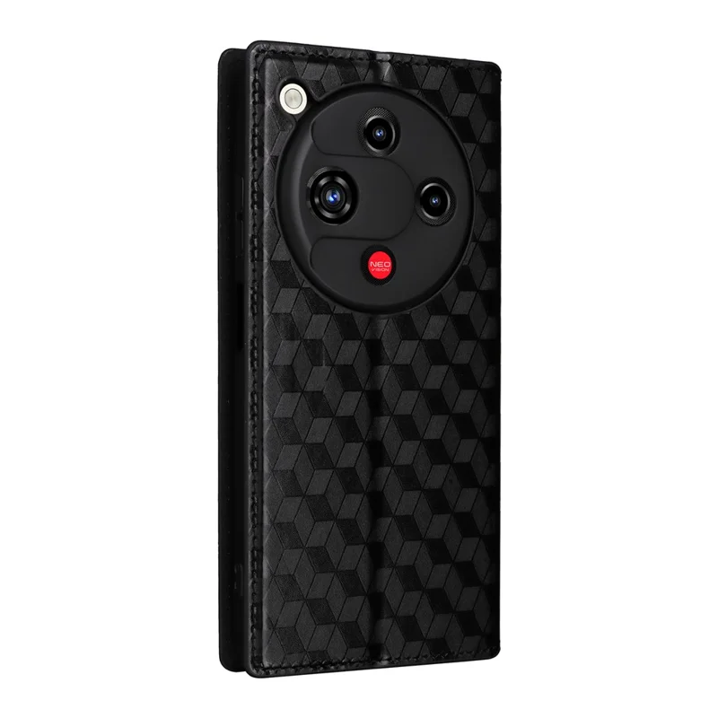 For ZTE nubia Focus 2 5G Case Wallet Rhombus Imprinted Leather Phone Cover - Black