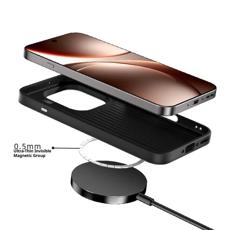 ABEEL Für Oppo Find X9 5G Hülle Kompatibel mit MagSafe Strukturierte Micro-Prägung Rückabdeckung - Schwarz