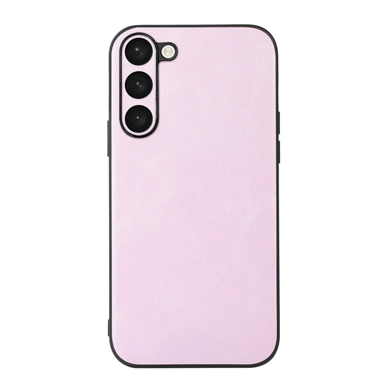For Samsung Galaxy S23+ Impact Resistant Cowhide Texture PU Leather Coating Phone Case Hard PC Soft TPU Cover - Pink
