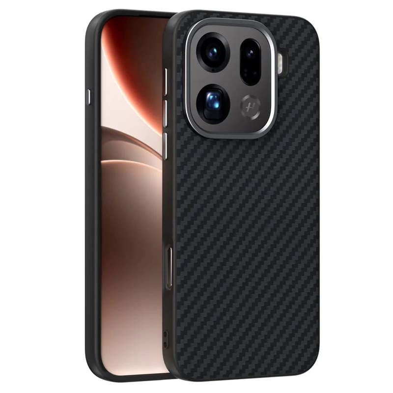 ABEEL For Oppo Find X9 Pro 5G Magnetic Case Carbon Fiber Texture Back Cover - Black