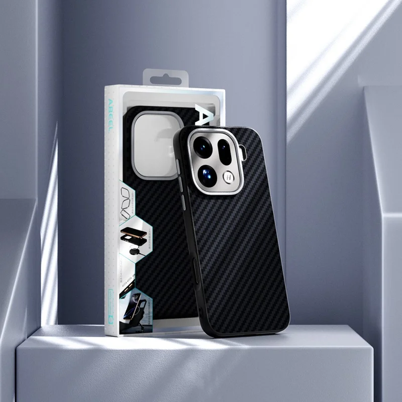 ABEEL For Oppo Find X9 Pro 5G Magnetic Case Carbon Fiber Texture Back Cover - Black