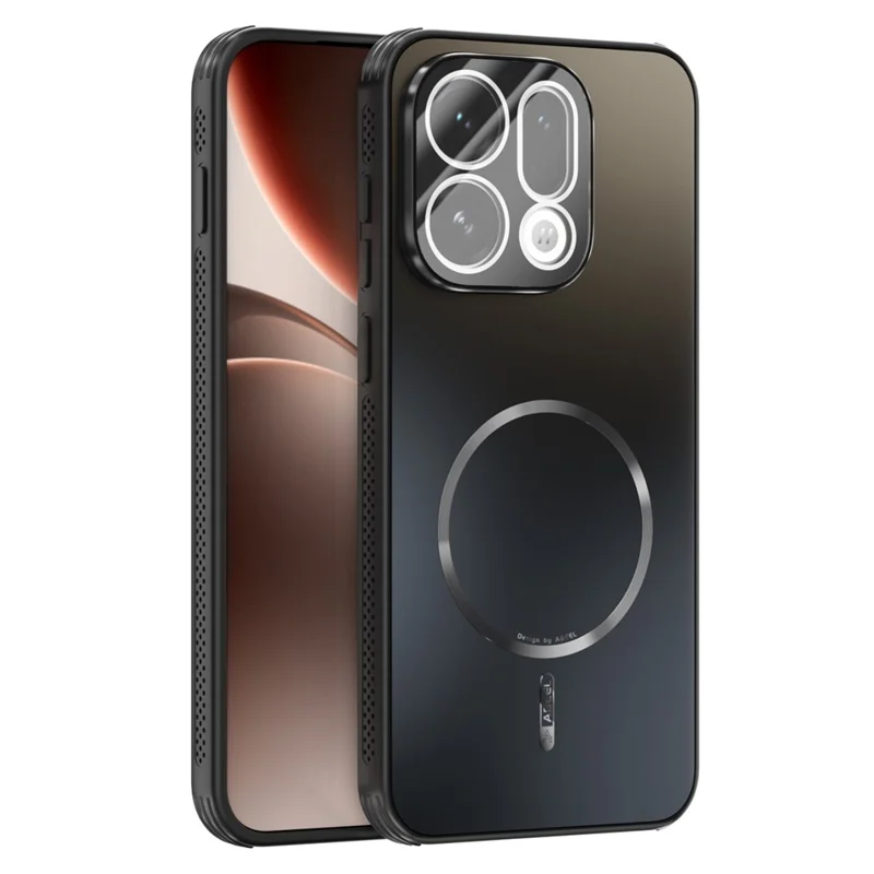 ABEEL For Oppo Find X9 5G Magnetic Case TPU PC Cooling Matte Phone Back Cover with Lens Film - Black