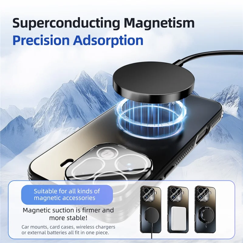 ABEEL For Oppo Find X9 5G Magnetic Case TPU PC Cooling Matte Phone Back Cover with Lens Film - Black