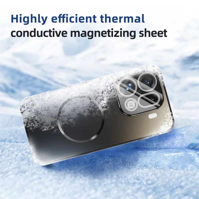 ABEEL For Oppo Find X9 5G Magnetic Case TPU PC Cooling Matte Phone Back Cover with Lens Film - Black