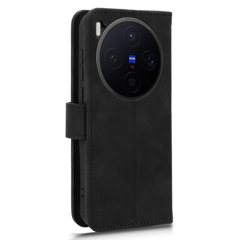 For vivo X300 5G Leather Case Skin Feel Anti Drop Wallet Flip Phone Cover - Black