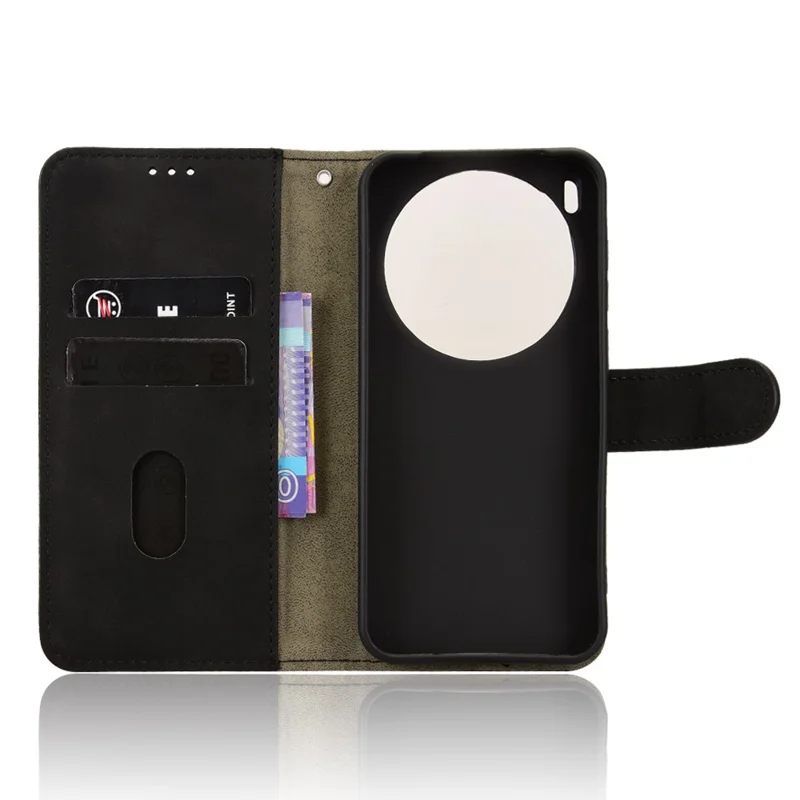 For vivo X300 Pro 5G Leather Case Skin Feel Anti Drop Wallet Flip Phone Cover - Black