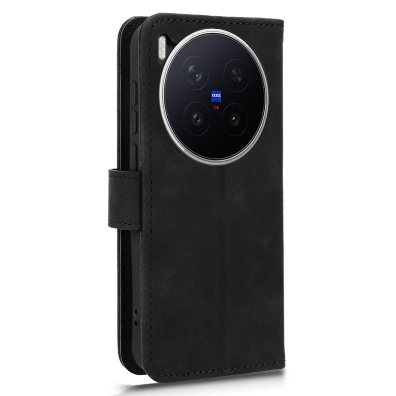 For vivo X300 Pro 5G Leather Case Skin Feel Anti Drop Wallet Flip Phone Cover - Black