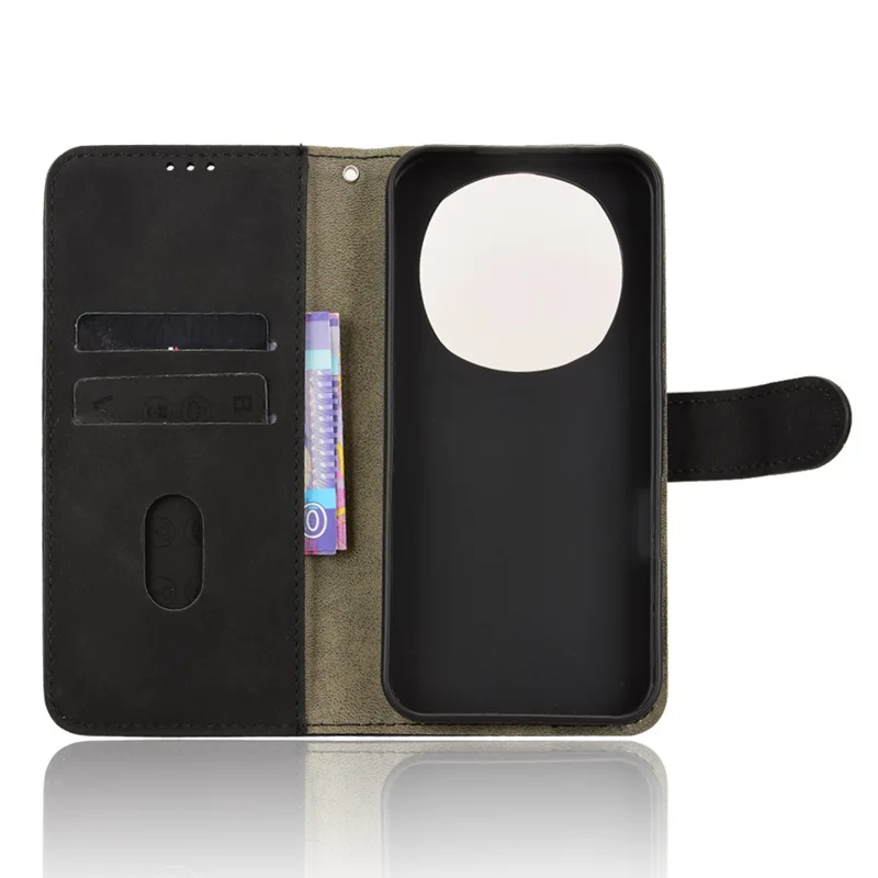 Til Honor Magic8 Pro 5G Læderetui Hudfølelse Anti-drop Wallet Flip Telefonbeskyttelse - Sort