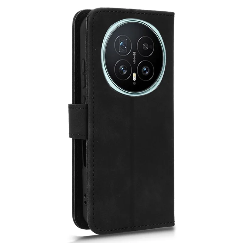 Til Honor Magic8 Pro 5G Læderetui Hudfølelse Anti-drop Wallet Flip Telefonbeskyttelse - Sort