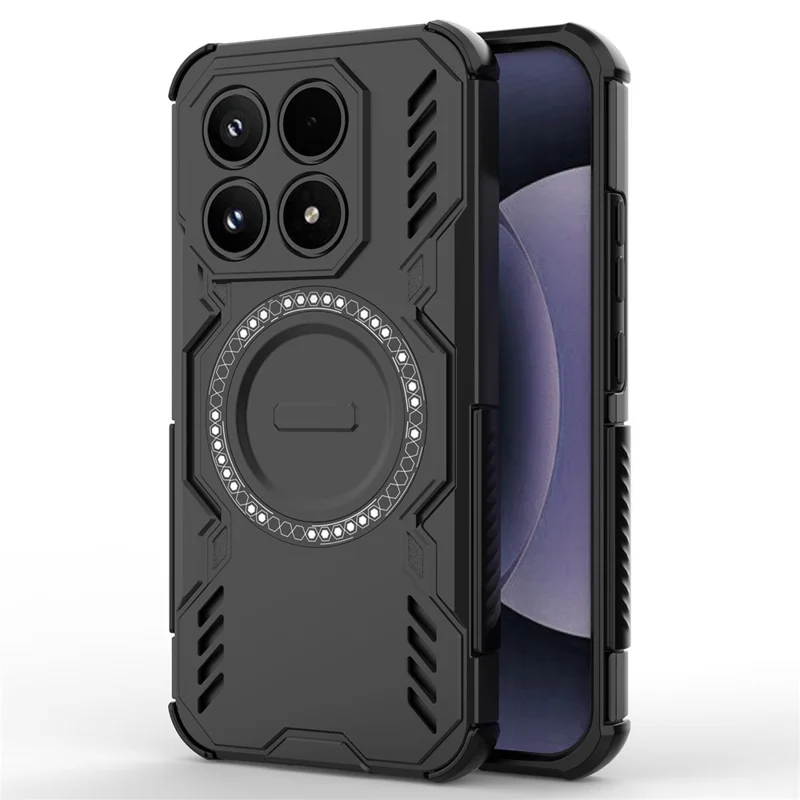 For Xiaomi 17 Magnetic Case Butterfly Armor Hollow Heat Dissipation PC + TPU Phone Cover - Black