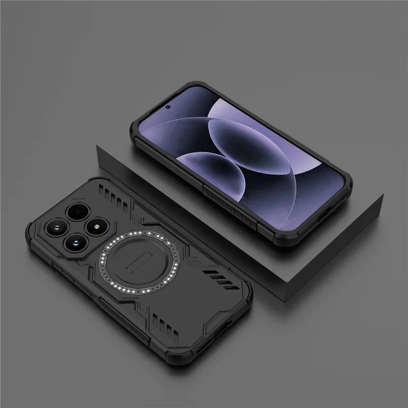 For Xiaomi 17 Magnetic Case Butterfly Armor Hollow Heat Dissipation PC + TPU Phone Cover - Black