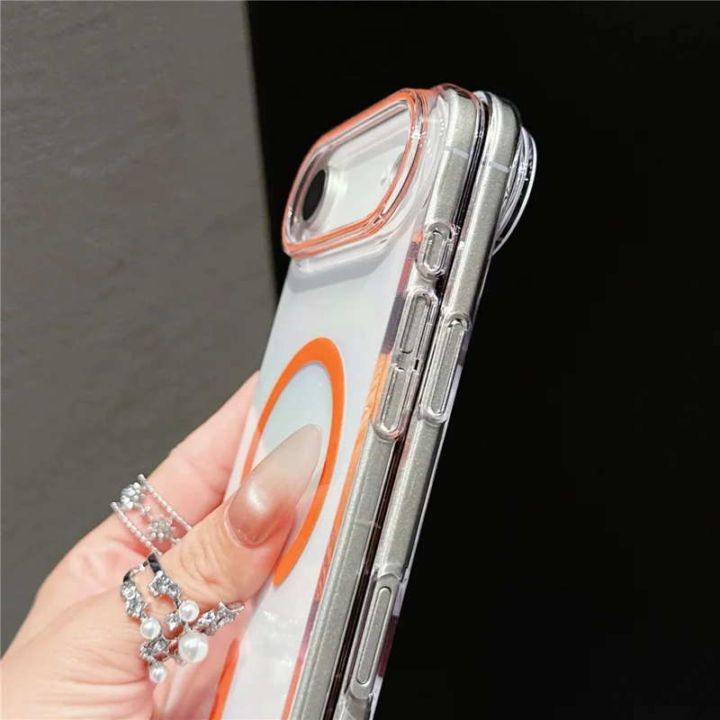 Étui Air iPhone Compatible avec MagSafe Ultra Fin Housse de Protection en PC Transparent - Orange