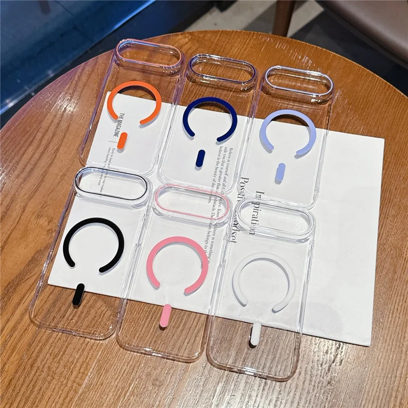 Étui Air iPhone Compatible avec MagSafe Ultra Fin Housse de Protection en PC Transparent - Orange