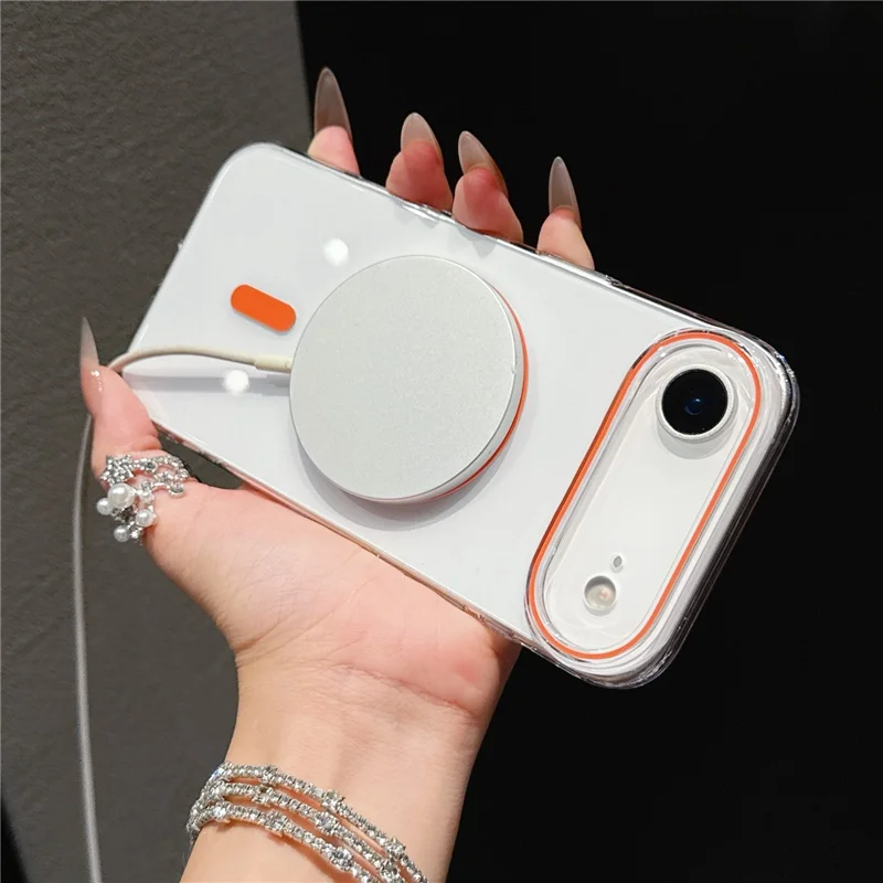 Étui Air iPhone Compatible avec MagSafe Ultra Fin Housse de Protection en PC Transparent - Orange