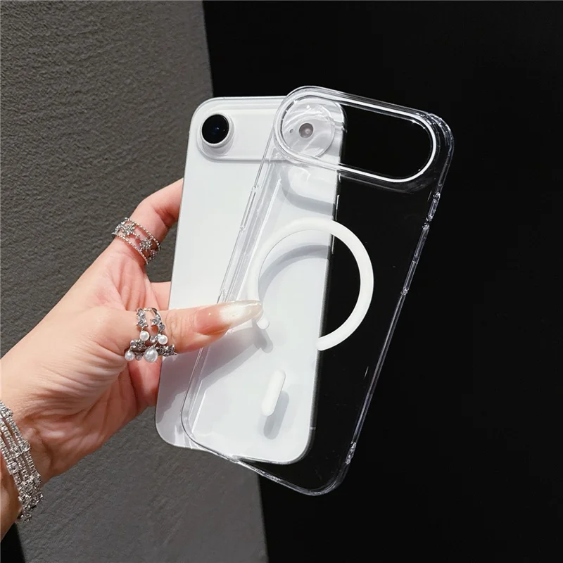 Étui Air iPhone Compatible avec MagSafe Ultra Fin Housse de Protection en PC Transparent - Orange