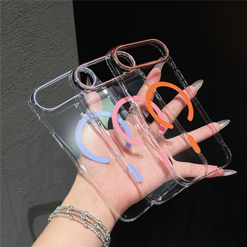 Étui Air iPhone Compatible avec MagSafe Ultra Fin Housse de Protection en PC Transparent - Orange
