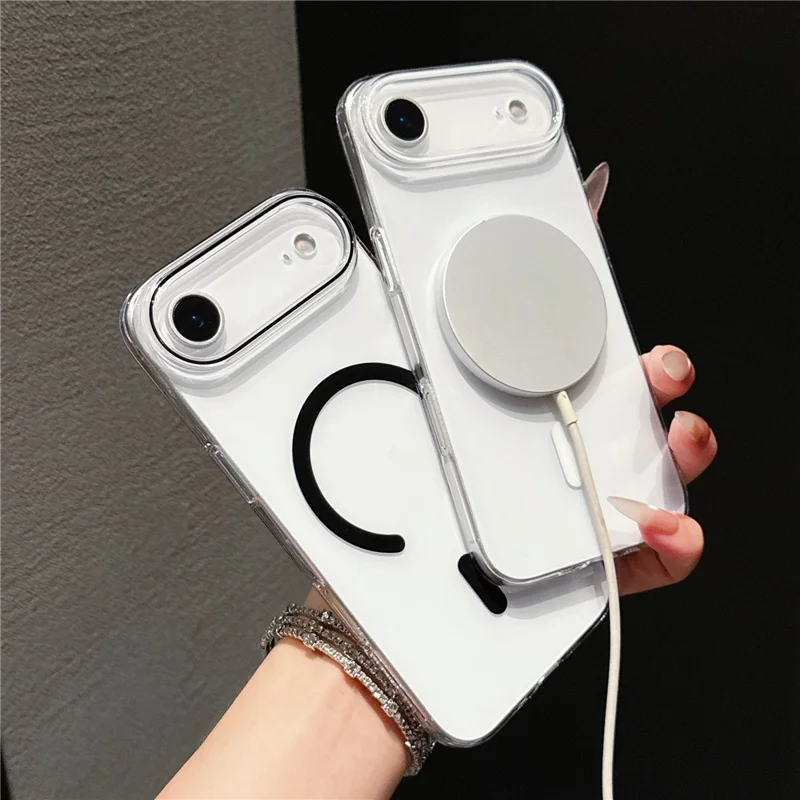 Étui Air iPhone Compatible avec MagSafe Ultra Fin Housse de Protection en PC Transparent - Orange