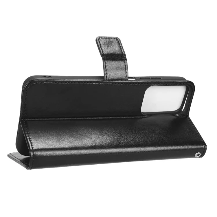 pu en Cuir Putlet Magnétique Étui à Téléphone Pour Xiaomi Redmi 11 Prime 4G, Crazy Horse Texture Stand Couvercle Shell Avec Sangle - le Noir