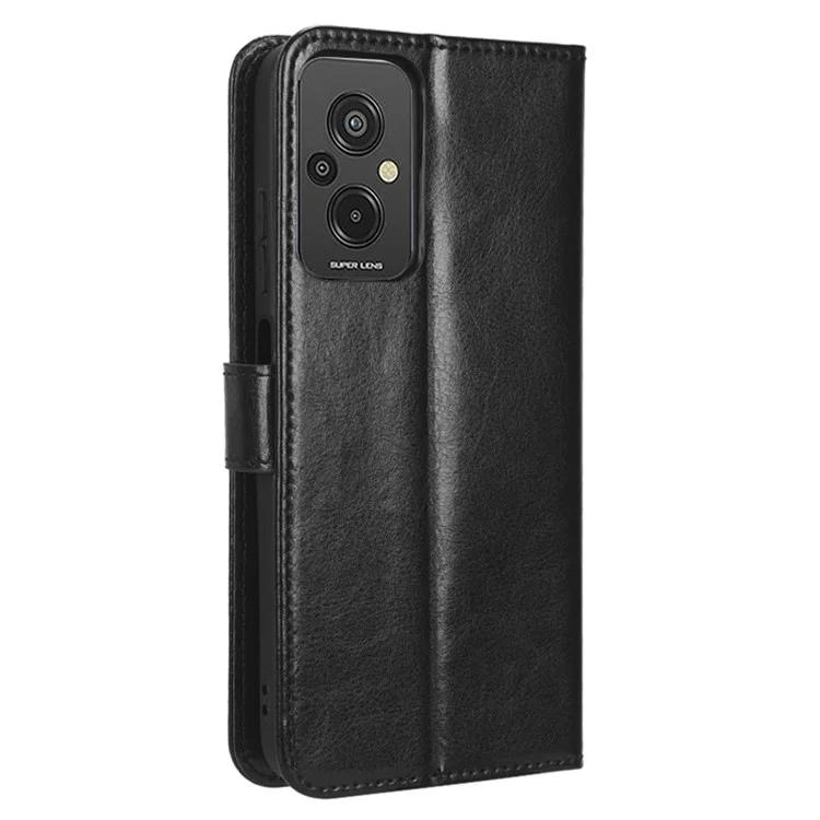 pu en Cuir Putlet Magnétique Étui à Téléphone Pour Xiaomi Redmi 11 Prime 4G, Crazy Horse Texture Stand Couvercle Shell Avec Sangle - le Noir