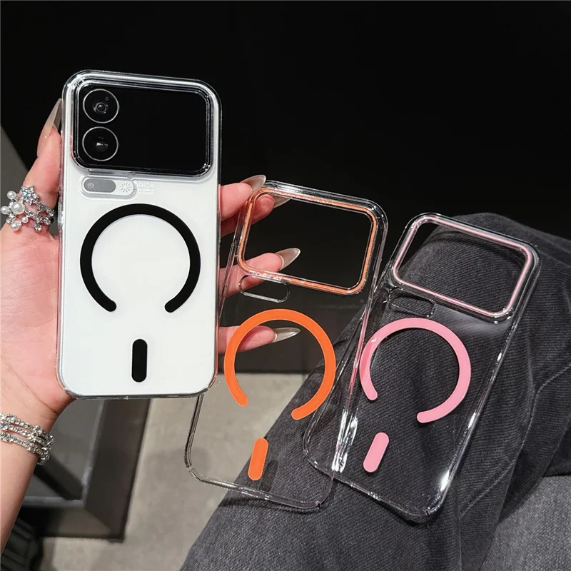 For Xiaomi 17 Pro Max Magnetic Case Ultra Thin Clear PC Phone Back Cover - Black