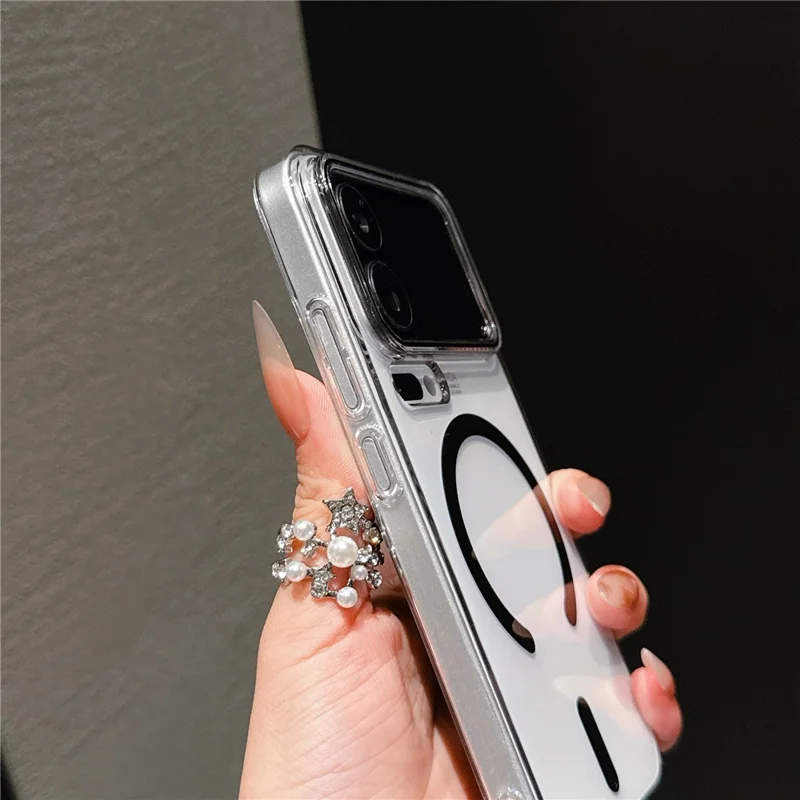 For Xiaomi 17 Pro Max Magnetic Case Ultra Thin Clear PC Phone Back Cover - Black