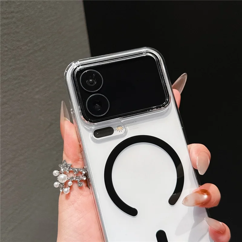 For Xiaomi 17 Pro Max Magnetic Case Ultra Thin Clear PC Phone Back Cover - Black