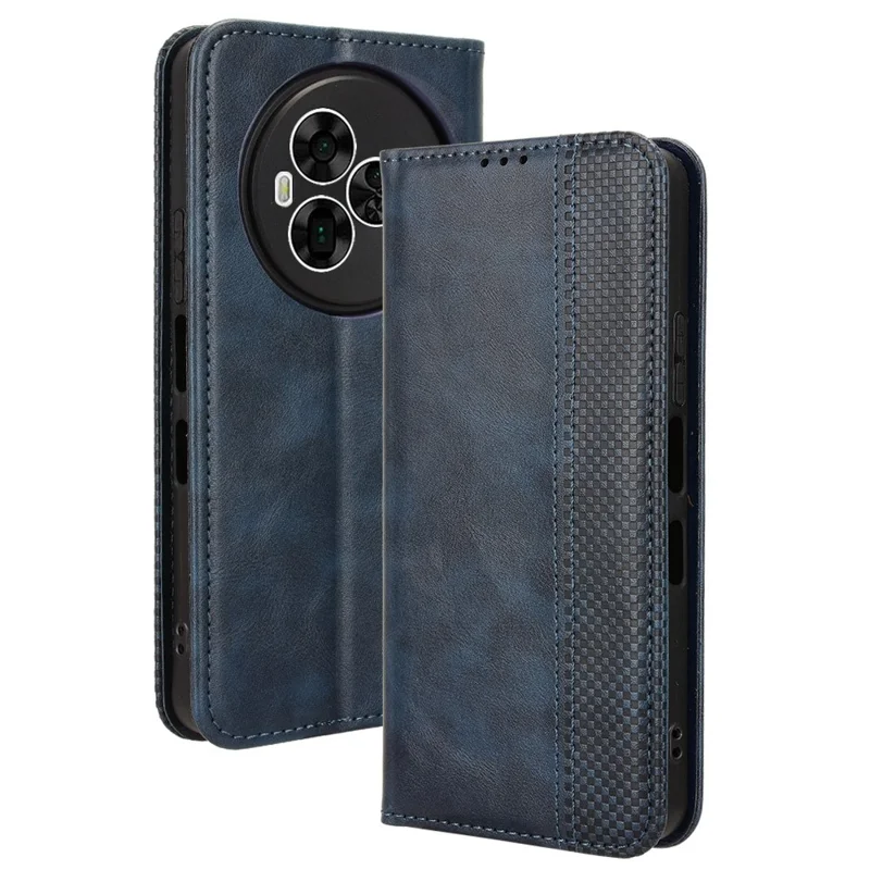 Étui en cuir pour TCL NxtPaper 60 Ultra 5G, support portefeuille, texture rétro, housse de téléphone - Bleu