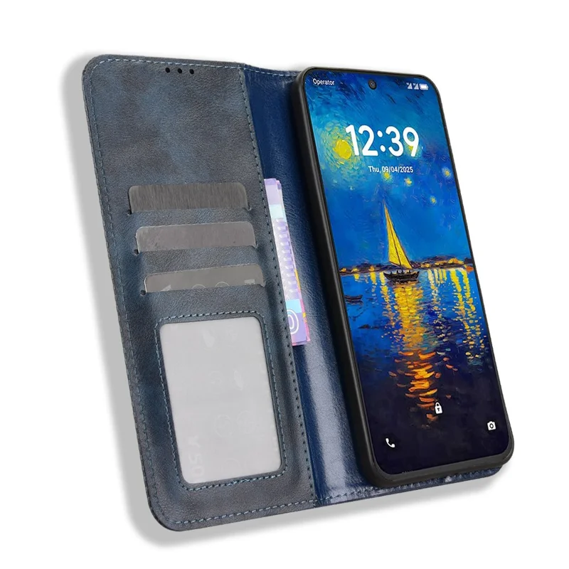 Étui en cuir pour TCL NxtPaper 60 Ultra 5G, support portefeuille, texture rétro, housse de téléphone - Bleu