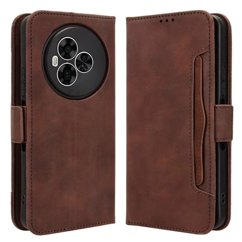 For TCL NxtPaper 60 Ultra 5G Leather Case Phone Wallet Cover with Multiple Card Slots - Brown