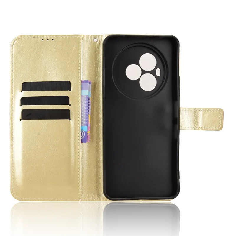 TCL NxtPaper 60 Ultra 5G PU-læderetask med snor, Crazy Horse-tekstur, telefonwalletdæksel - Guld