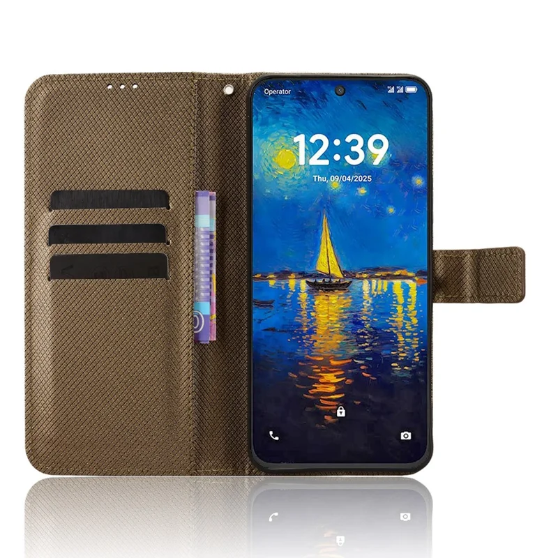 For TCL NxtPaper 60 Ultra 5G Leather Wallet Case with Strap Diamond Texture Phone Cover - Brown
