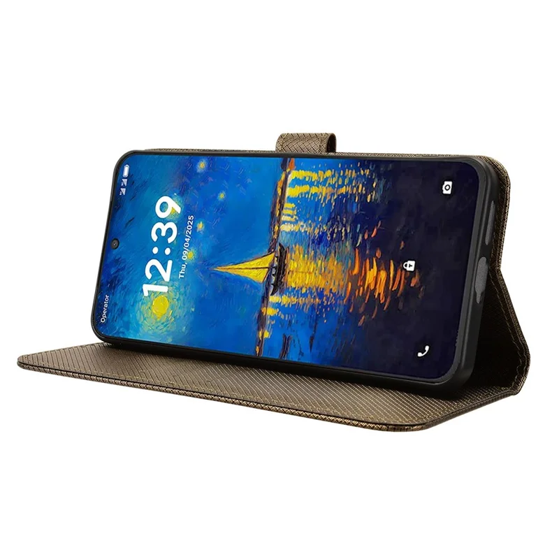 For TCL NxtPaper 60 Ultra 5G Leather Wallet Case with Strap Diamond Texture Phone Cover - Brown