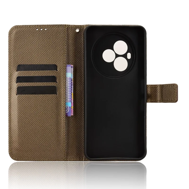 For TCL NxtPaper 60 Ultra 5G Leather Wallet Case with Strap Diamond Texture Phone Cover - Brown